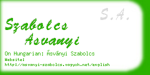 szabolcs asvanyi business card